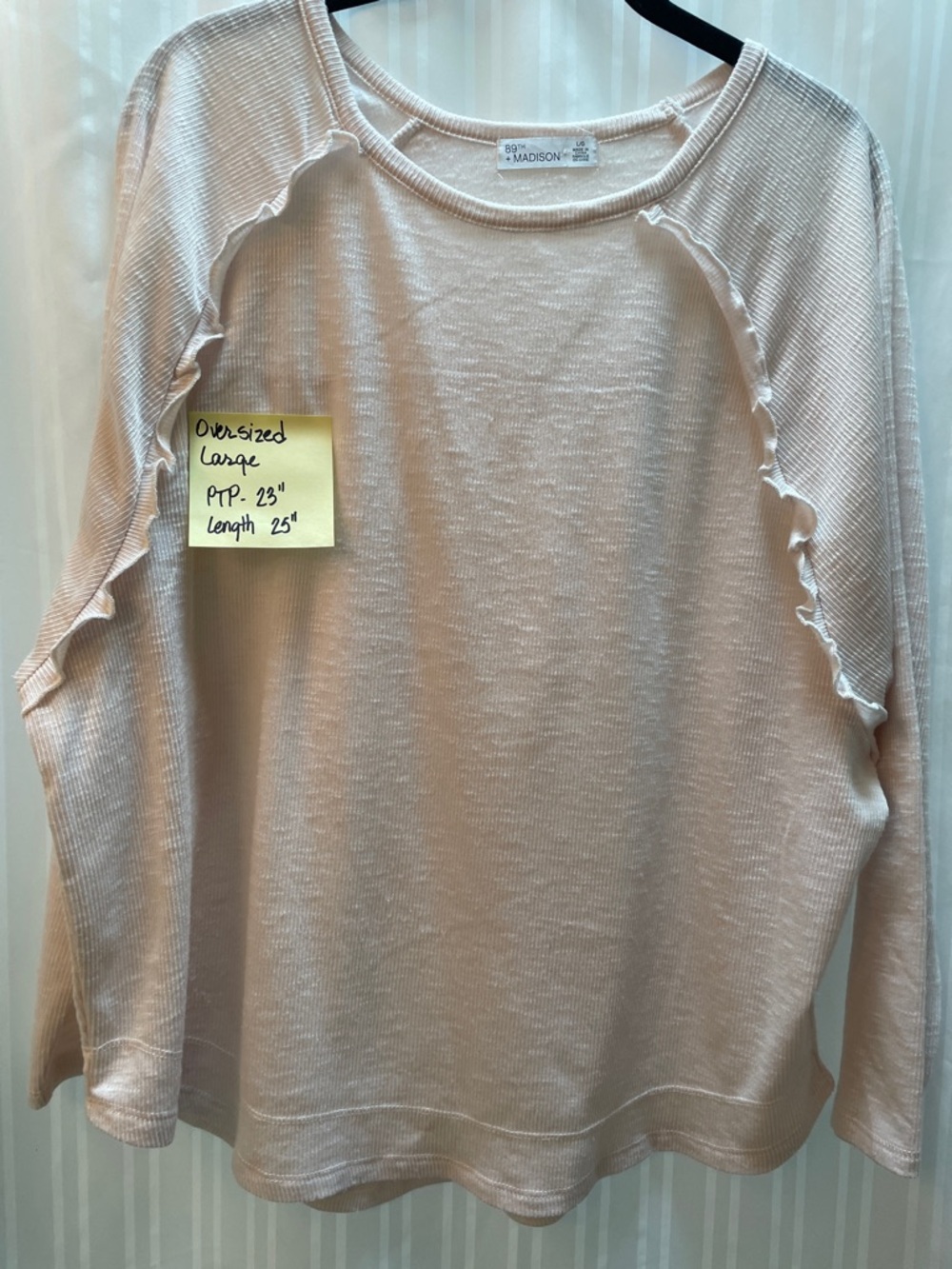 Madison Oversized Long-Sleeve Ruffle Top in Light Cream